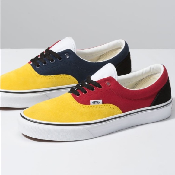 blue white and yellow vans